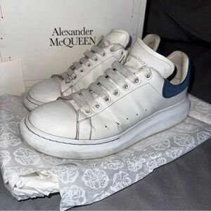 Alexander McQueen White and Navy Blue Suede Oversized Sneakers